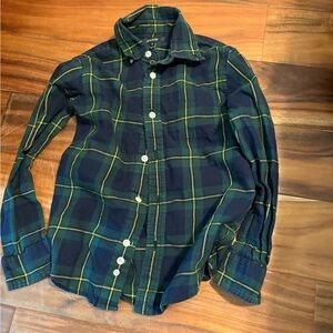 Stylish Kids Plaid Button-Down Shirt in Navy and‎ Yellow